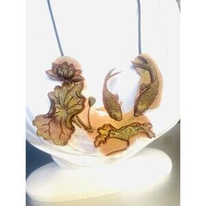 Unusual Sparkle Bronze Koi Pond Leather Choker 16"-Adjustable Artisan